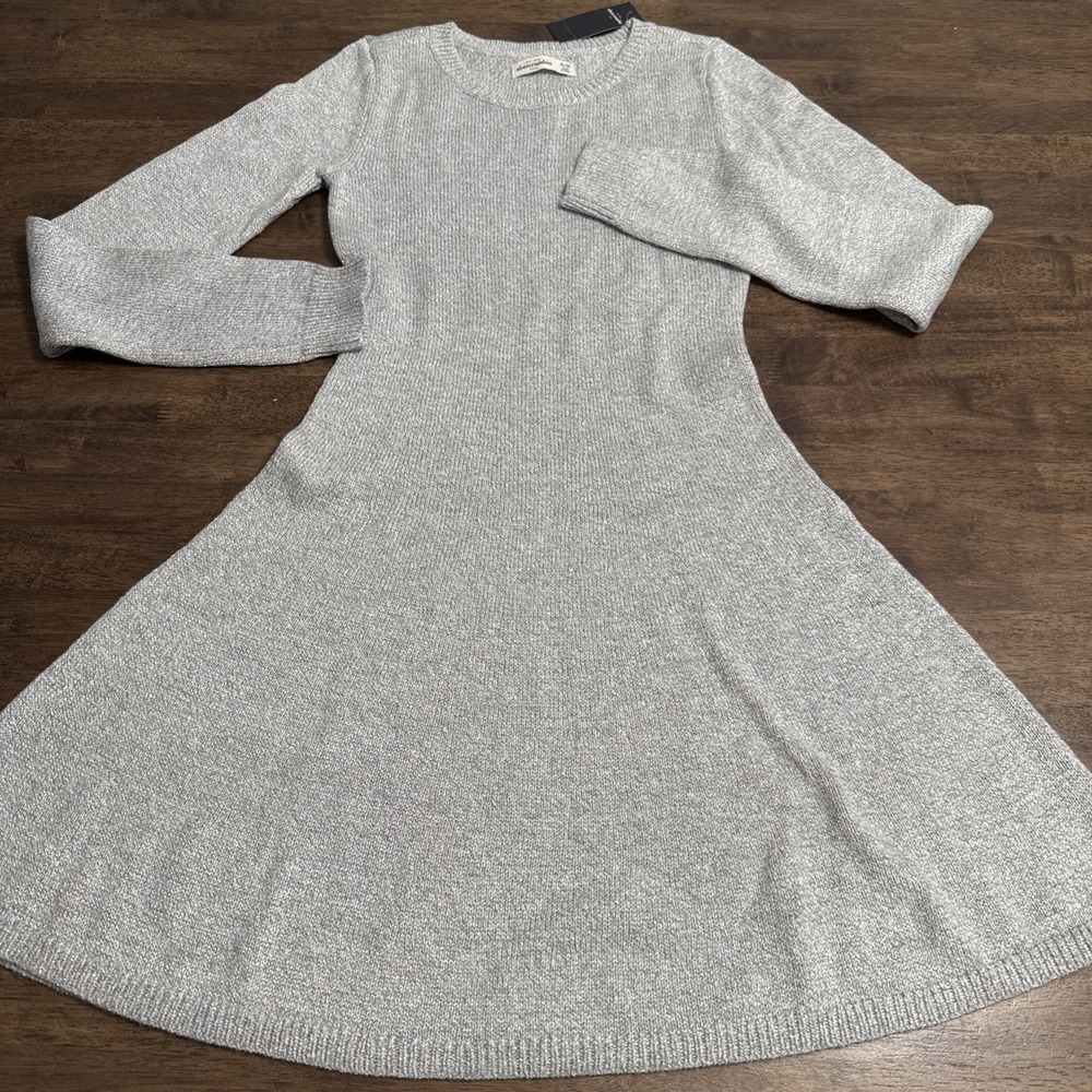 NWT‎ Abercrombie Kids Shimmer Knit Sweater Fit Flare Dress 15/16
